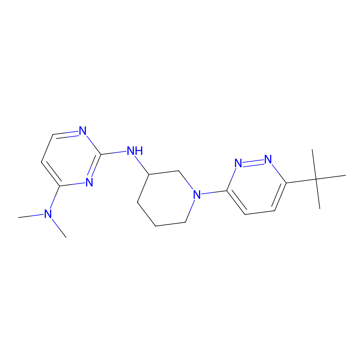 N2-[1-(6-tert-butylpyridazin-3-yl)piperidin-3-yl]-N4,N4-dimethylpyrimidine-2,4-diamine molecular structure, CAS 3054411-07-0