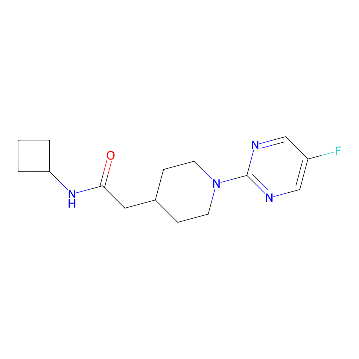 N-cyclobutyl-2-[1-(5-fluoropyrimidin-2-yl)piperidin-4-yl]acetamide molecular structure, CAS 3054411-08-1