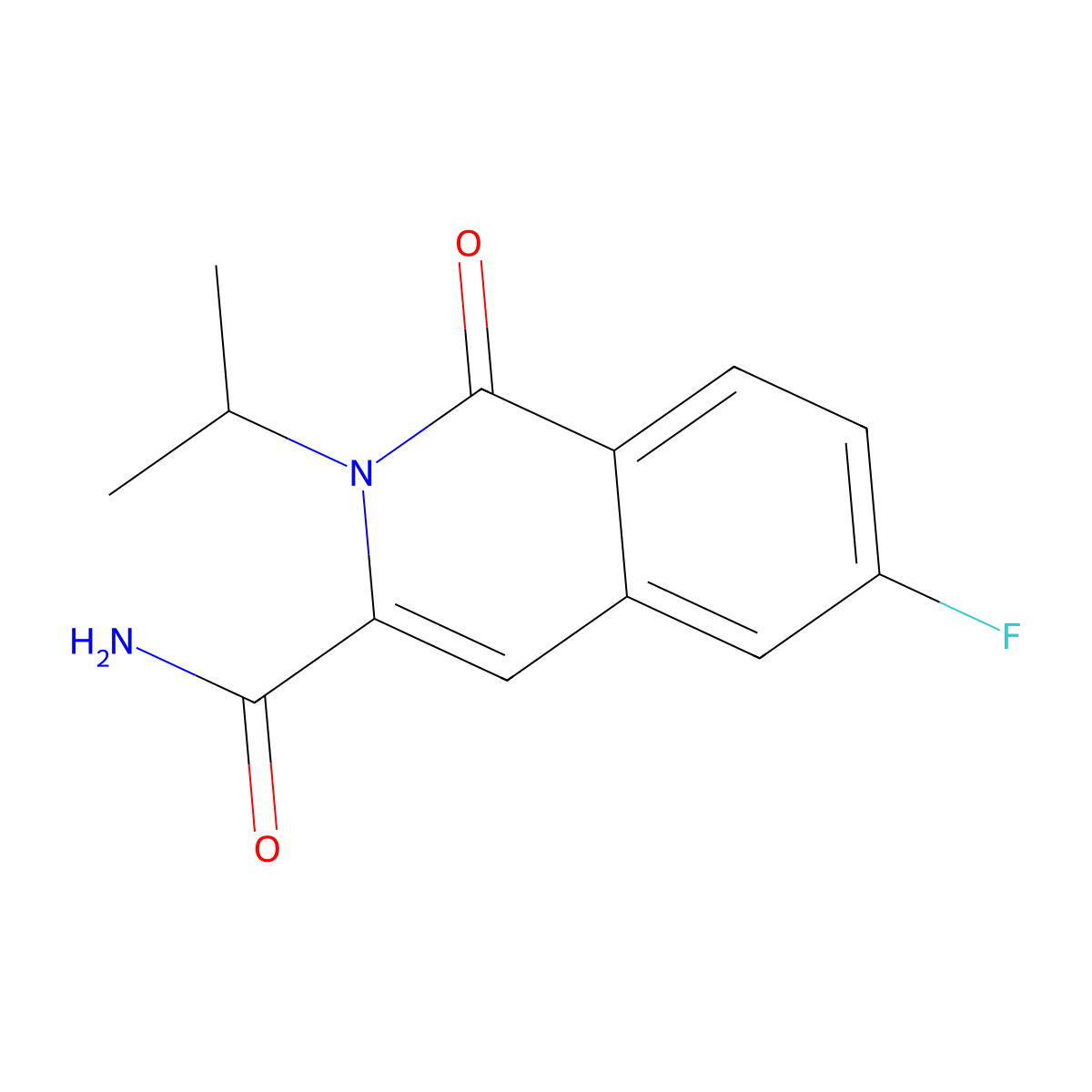 6-Fluoro-1-oxo-2-(propan-2-yl)-1,2-dihydroisoquinoline-3-carboxamide molecular structure, CAS 3054411-10-5