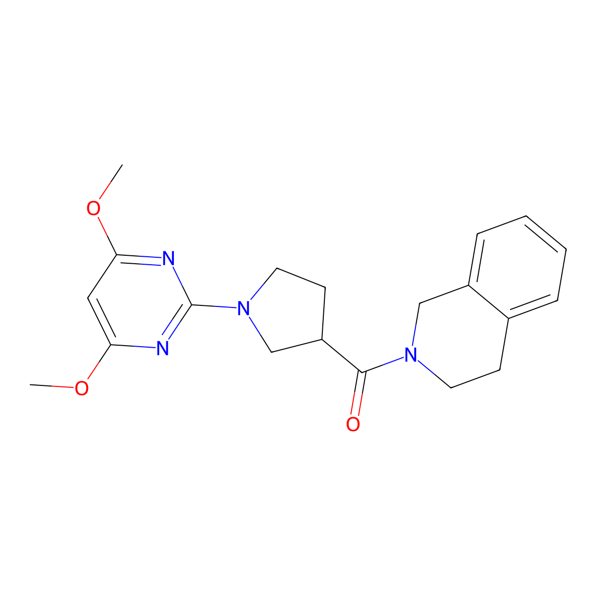 2-[1-(4,6-Dimethoxypyrimidin-2-yl)pyrrolidine-3-carbonyl]-1,2,3,4-tetrahydroisoquinoline molecular structure, CAS 3054411-13-8