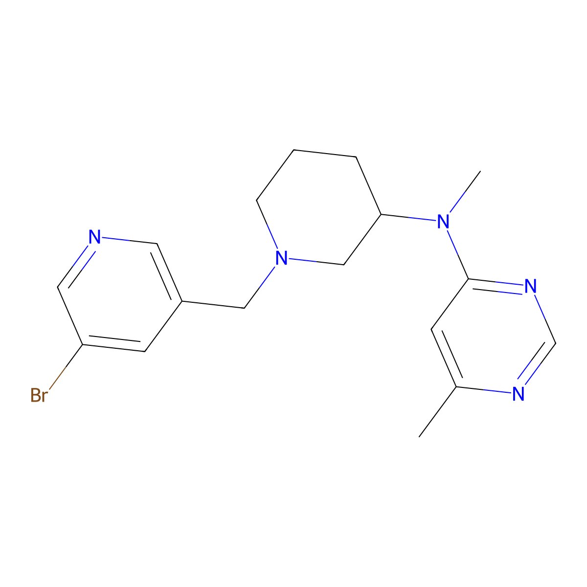 N-{1-[(5-bromopyridin-3-yl)methyl]piperidin-3-yl}-N,6-dimethylpyrimidin-4-amine molecular structure, CAS 3054411-20-7