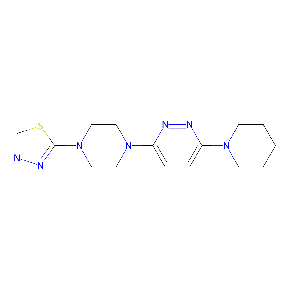 3-(Piperidin-1-yl)-6-[4-(1,3,4-thiadiazol-2-yl)piperazin-1-yl]pyridazine molecular structure, CAS 3054411-23-0