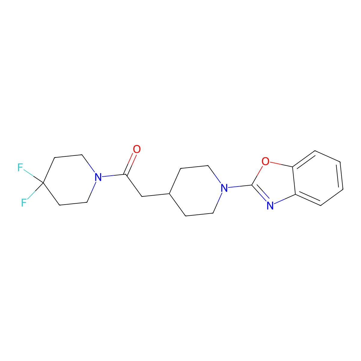 2-[1-(1,3-Benzoxazol-2-yl)piperidin-4-yl]-1-(4,4-difluoropiperidin-1-yl)ethan-1-one molecular structure, CAS 3054411-26-3
