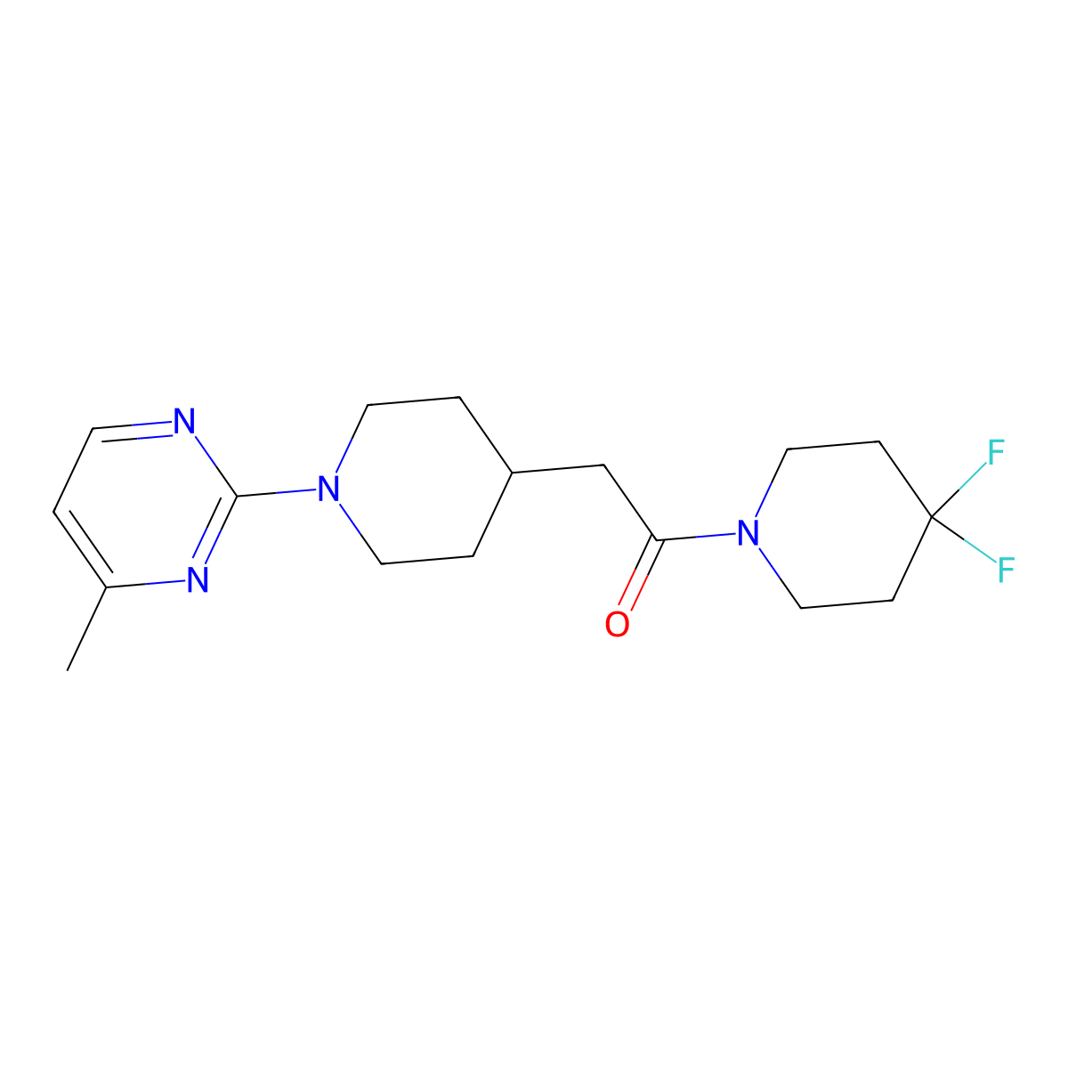 1-(4,4-Difluoropiperidin-1-yl)-2-[1-(4-methylpyrimidin-2-yl)piperidin-4-yl]ethan-1-one molecular structure, CAS 3054411-27-4