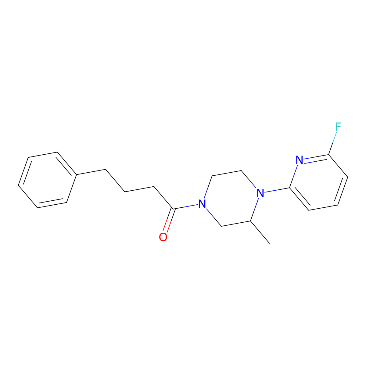 1-[4-(6-Fluoropyridin-2-yl)-3-methylpiperazin-1-yl]-4-phenylbutan-1-one molecular structure, CAS 3054411-35-4