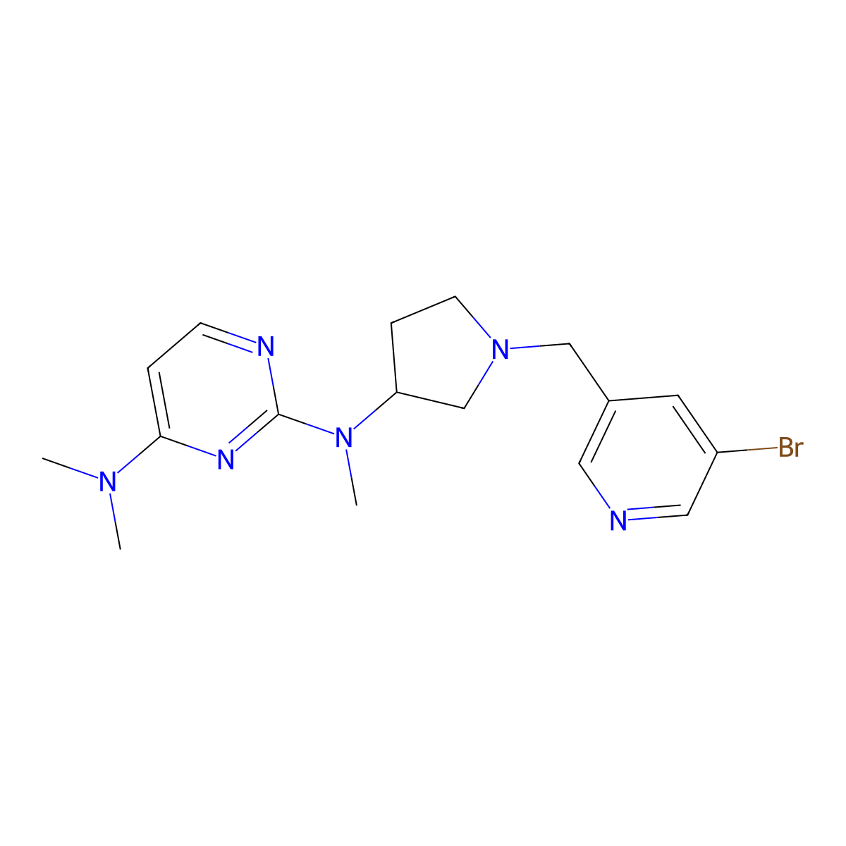 N2-{1-[(5-bromopyridin-3-yl)methyl]pyrrolidin-3-yl}-N2,N4,N4-trimethylpyrimidine-2,4-diamine molecular structure, CAS 3054411-44-5