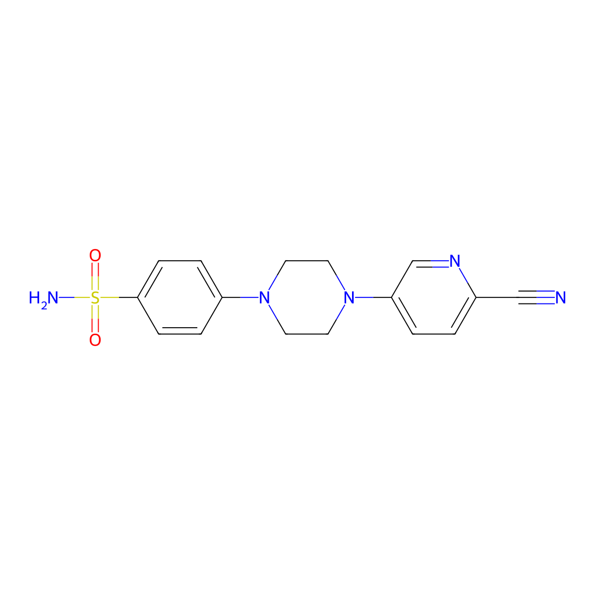 4-[4-(6-Cyanopyridin-3-yl)piperazin-1-yl]benzene-1-sulfonamide molecular structure, CAS 3054411-45-6