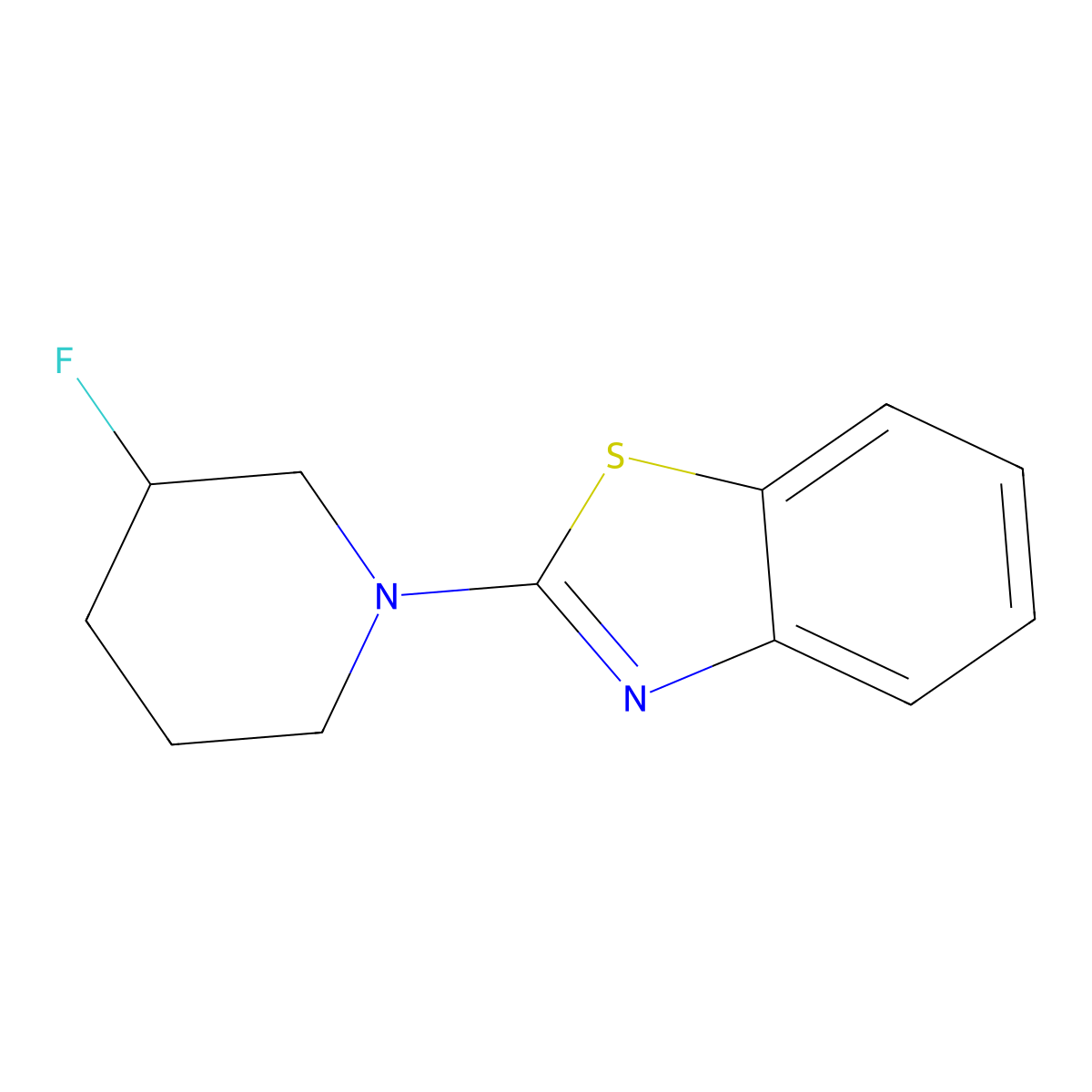 2-(3-Fluoropiperidin-1-yl)-1,3-benzothiazole molecular structure, CAS 3054411-50-3