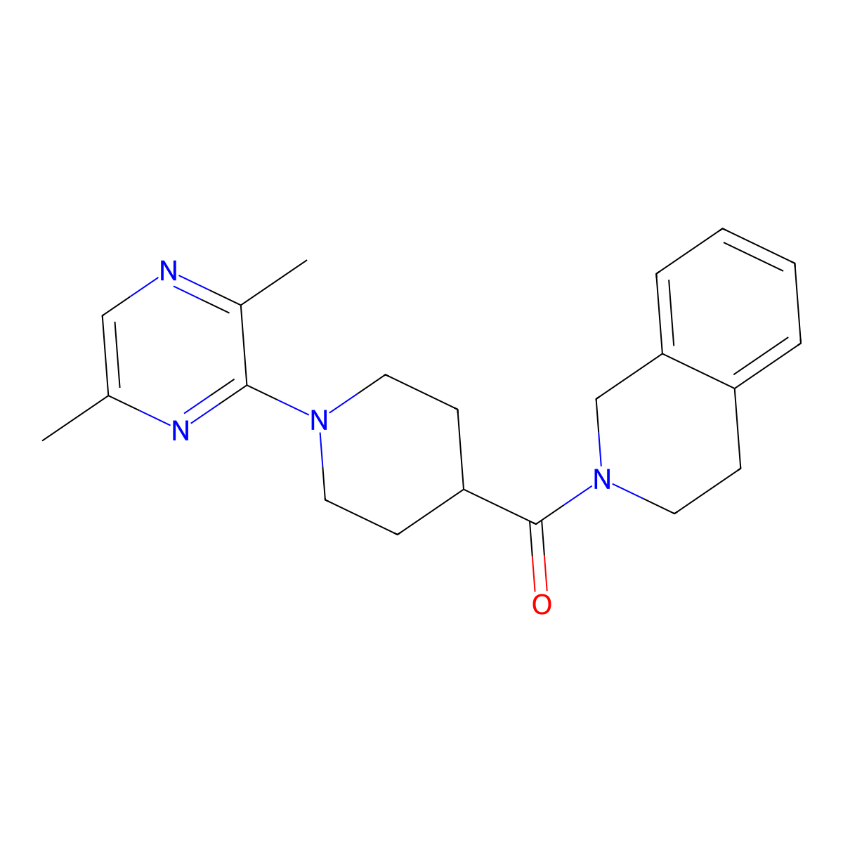 2-[1-(3,6-Dimethylpyrazin-2-yl)piperidine-4-carbonyl]-1,2,3,4-tetrahydroisoquinoline molecular structure, CAS 3054411-54-7