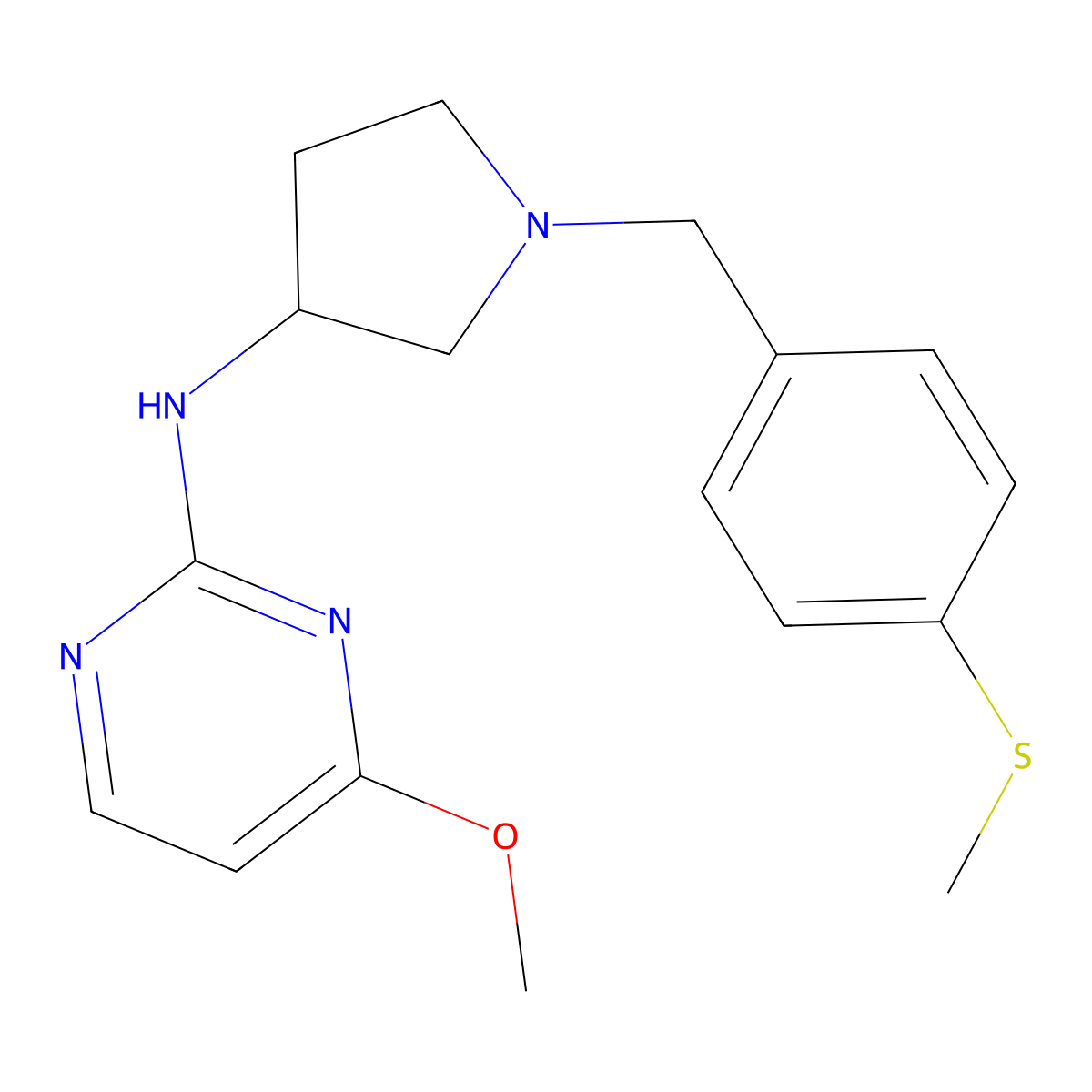 4-methoxy-N-(1-{[4-(methylsulfanyl)phenyl]methyl}pyrrolidin-3-yl)pyrimidin-2-amine molecular structure, CAS 3054411-66-1