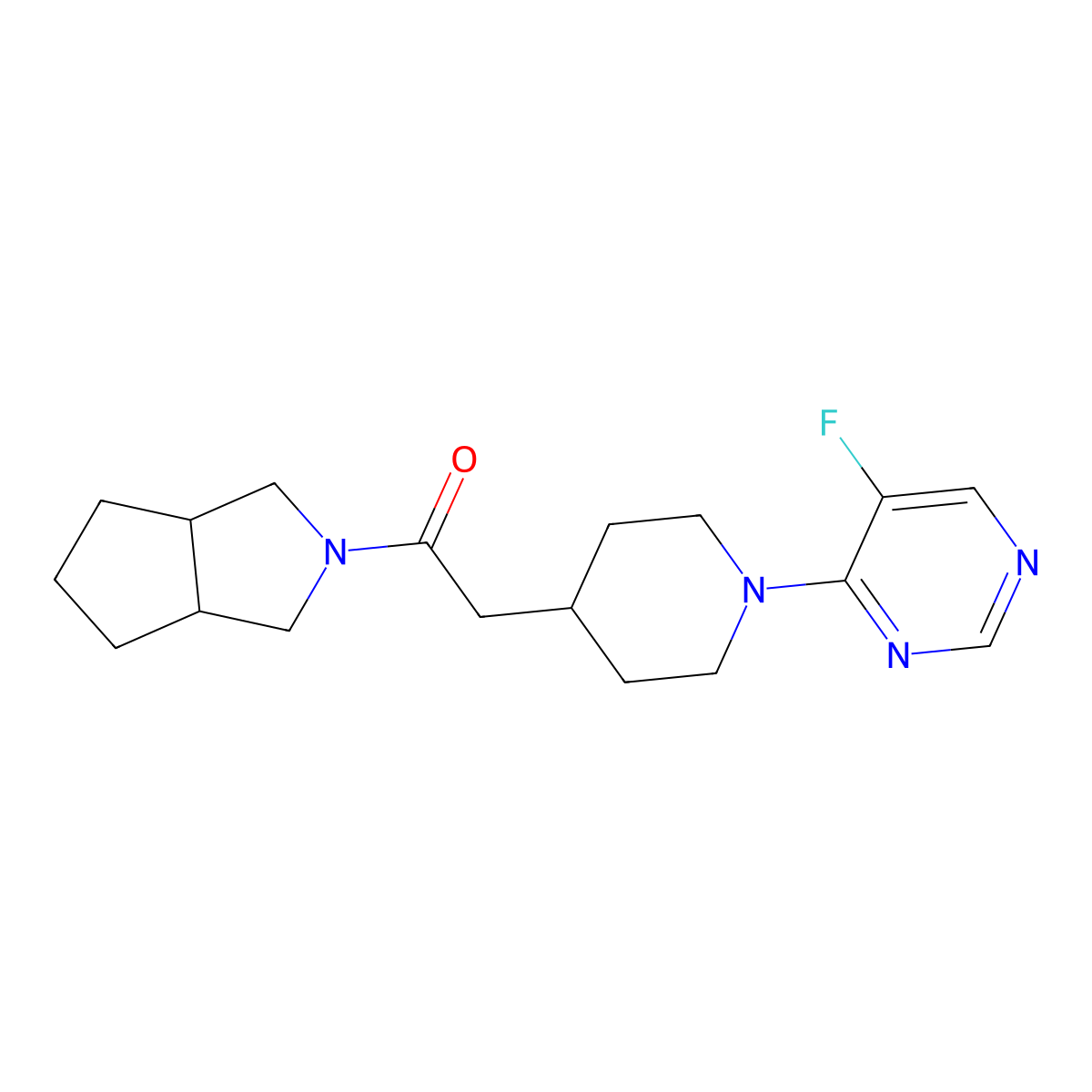 2-[1-(5-Fluoropyrimidin-4-yl)piperidin-4-yl]-1-{octahydrocyclopenta[c]pyrrol-2-yl}ethan-1-one molecular structure, CAS 3054411-67-2