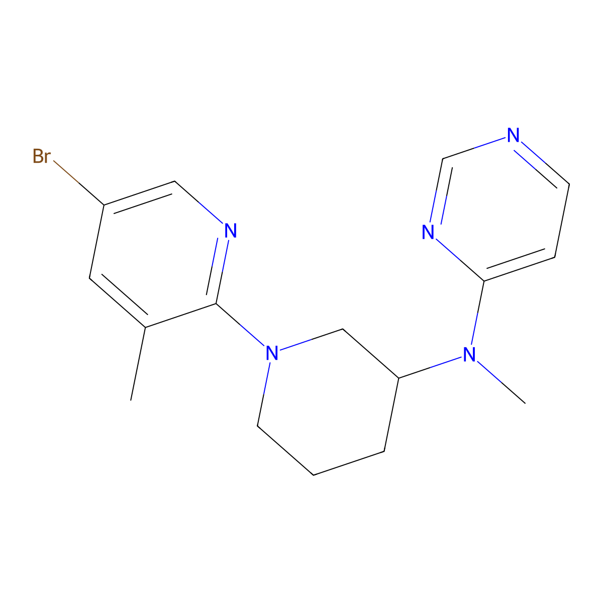 N-[1-(5-bromo-3-methylpyridin-2-yl)piperidin-3-yl]-N-methylpyrimidin-4-amine molecular structure, CAS 3054411-69-4