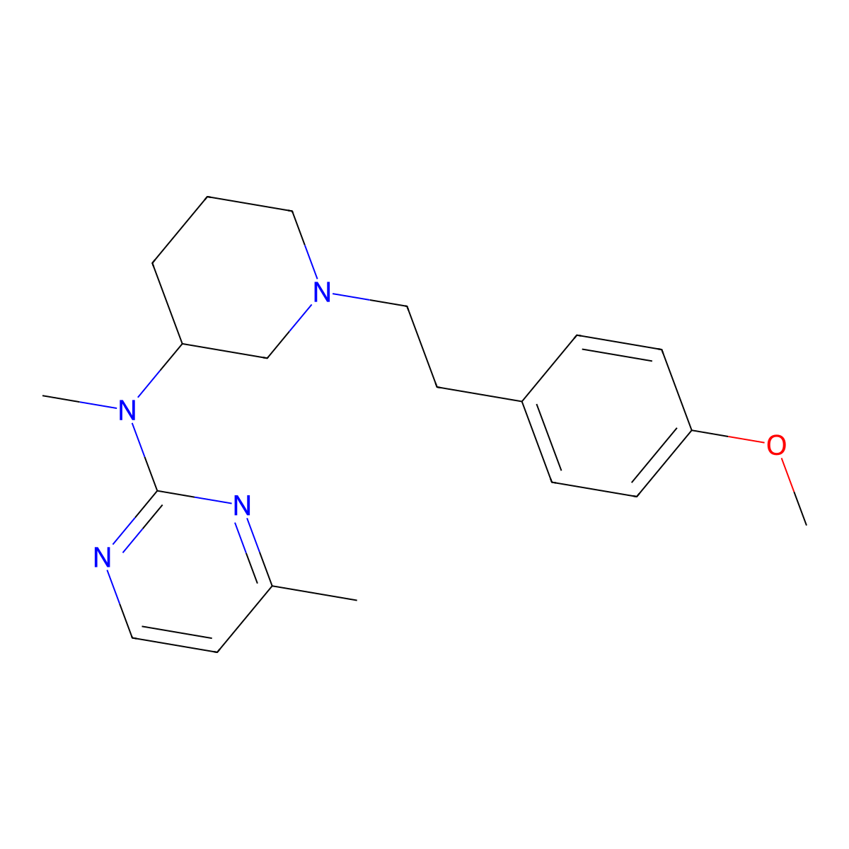 N-{1-[2-(4-methoxyphenyl)ethyl]piperidin-3-yl}-N,4-dimethylpyrimidin-2-amine molecular structure, CAS 3054411-70-7