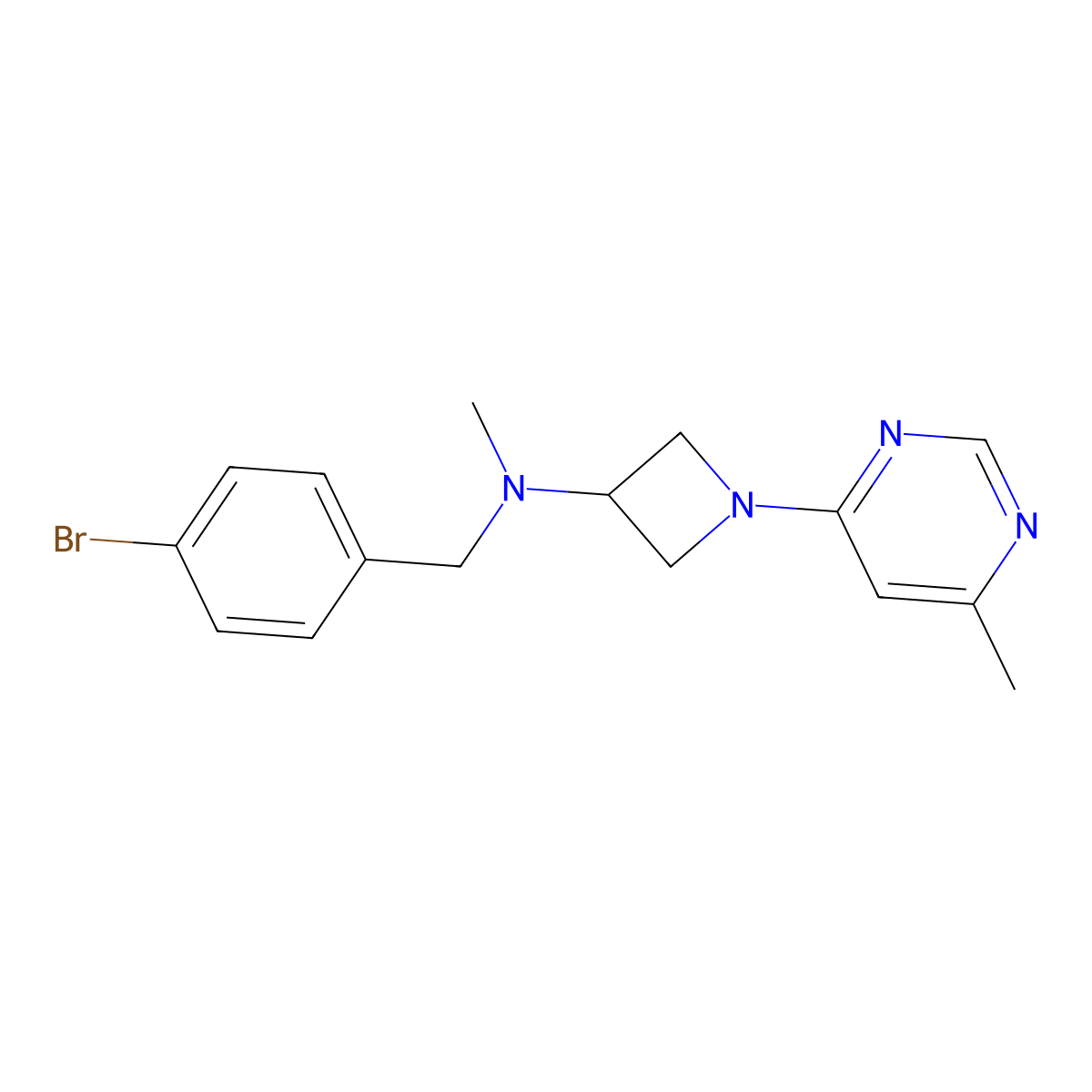 N-[(4-bromophenyl)methyl]-N-methyl-1-(6-methylpyrimidin-4-yl)azetidin-3-amine molecular structure, CAS 3054411-74-1