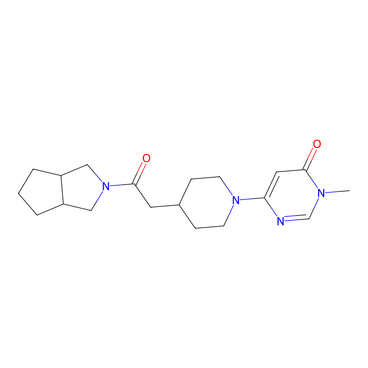 3-Methyl-6-[4-(2-{octahydrocyclopenta[c]pyrrol-2-yl}-2-oxoethyl)piperidin-1-yl]-3,4-dihydropyrimidin-4-one molecular structure, CAS 3054411-80-9