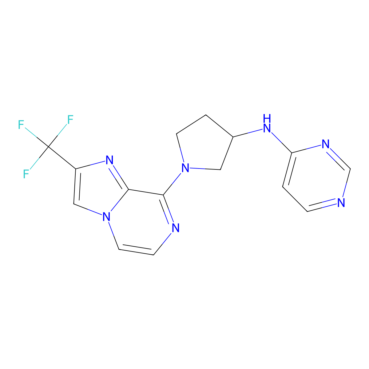 N-{1-[2-(trifluoromethyl)imidazo[1,2-a]pyrazin-8-yl]pyrrolidin-3-yl}pyrimidin-4-amine molecular structure, CAS 3054411-82-1