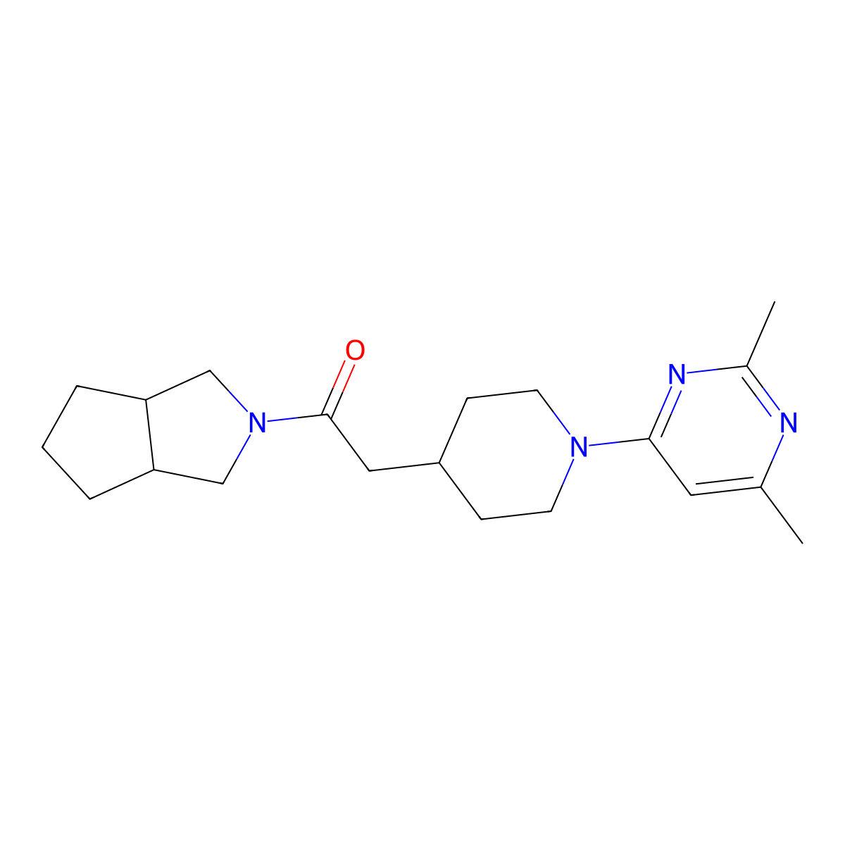 2-[1-(2,6-Dimethylpyrimidin-4-yl)piperidin-4-yl]-1-{octahydrocyclopenta[c]pyrrol-2-yl}ethan-1-one molecular structure, CAS 3054411-84-3