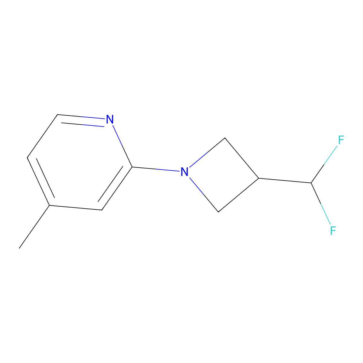 2-[3-(Difluoromethyl)azetidin-1-yl]-4-methylpyridine molecular structure, CAS 3054411-88-7