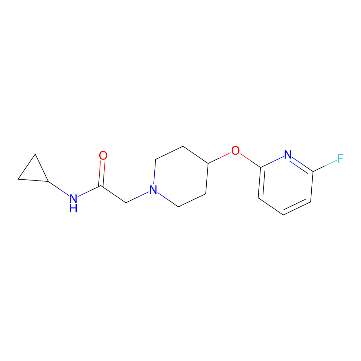 N-cyclopropyl-2-{4-[(6-fluoropyridin-2-yl)oxy]piperidin-1-yl}acetamide molecular structure, CAS 3054411-89-8