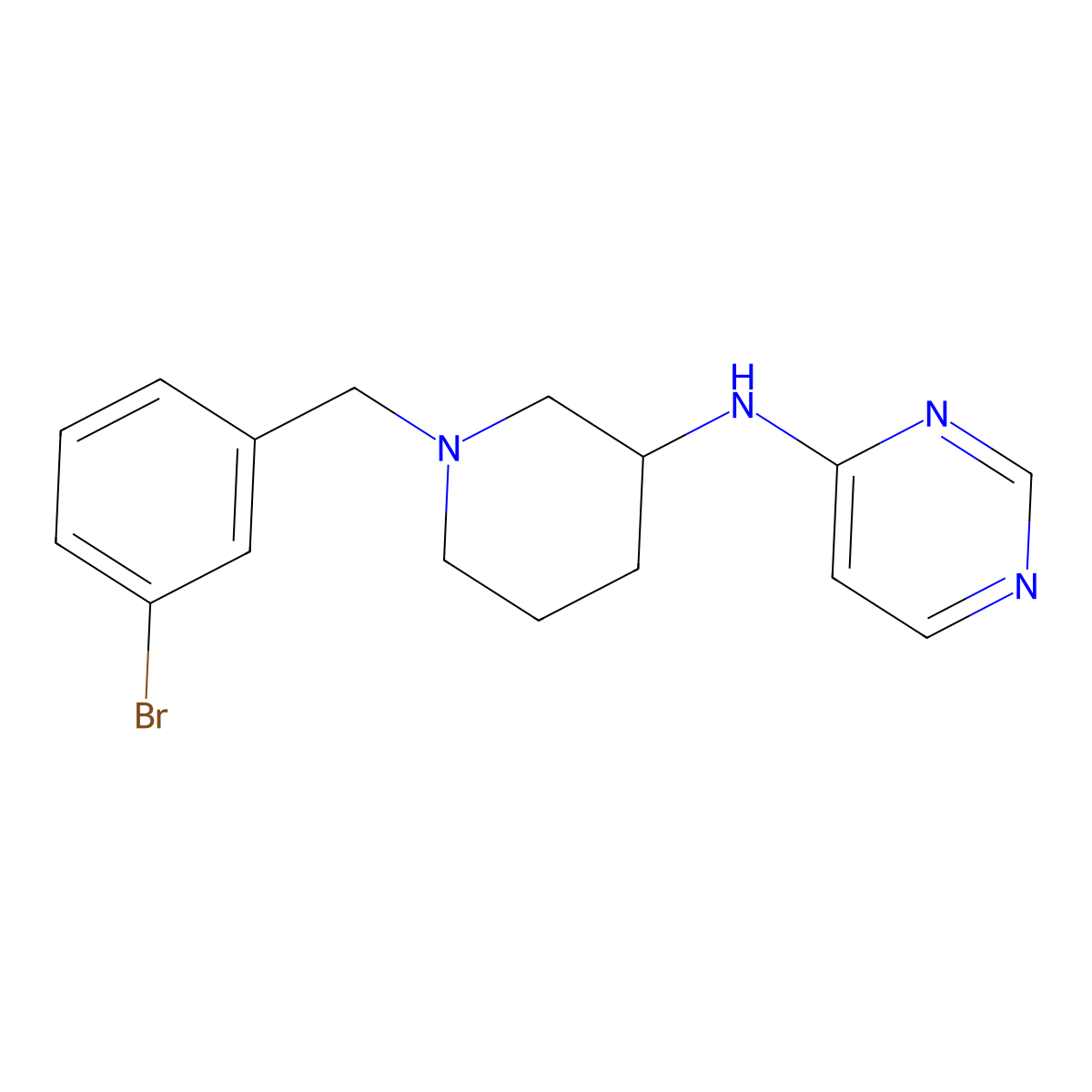 N-[1-[(3-bromophenyl)methyl]piperidin-3-yl]pyrimidin-4-amine molecular structure, CAS 3054411-90-1