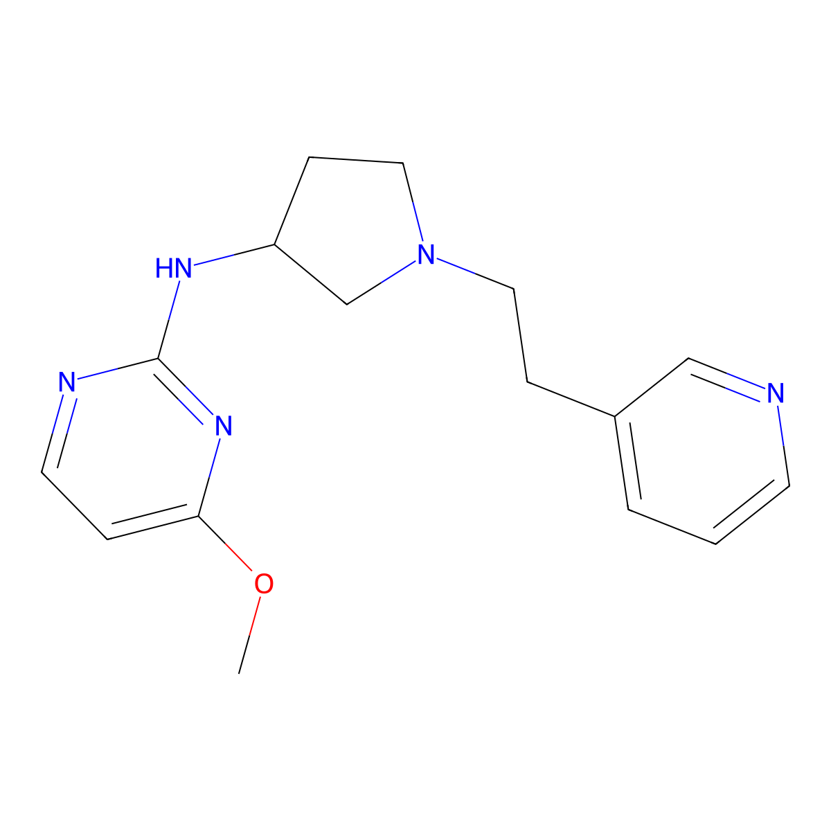 4-methoxy-N-{1-[2-(pyridin-3-yl)ethyl]pyrrolidin-3-yl}pyrimidin-2-amine molecular structure, CAS 3054411-91-2