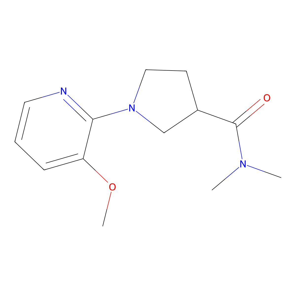 1-(3-methoxypyridin-2-yl)-N,N-dimethylpyrrolidine-3-carboxamide molecular structure, CAS 3054411-92-3