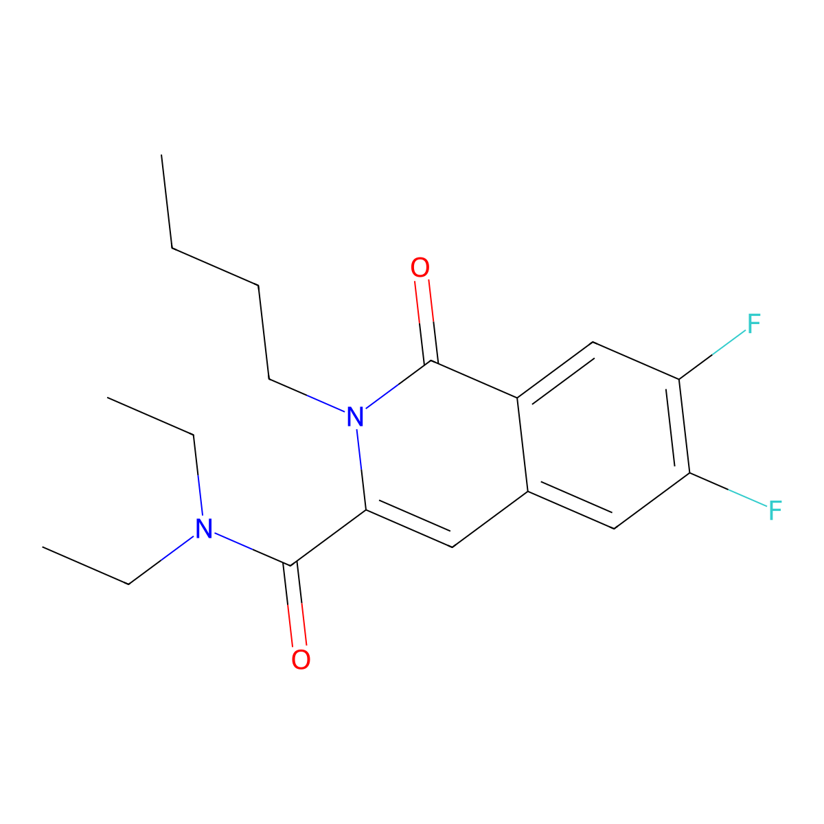 2-butyl-N,N-diethyl-6,7-difluoro-1-oxo-1,2-dihydroisoquinoline-3-carboxamide molecular structure, CAS 3054411-93-4
