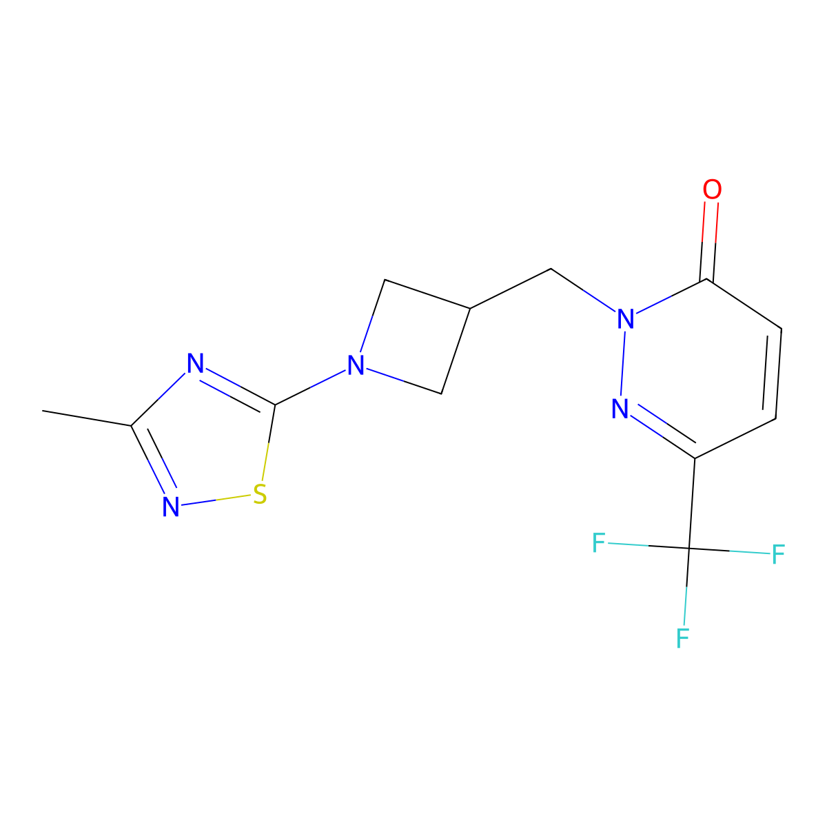 2-{[1-(3-Methyl-1,2,4-thiadiazol-5-yl)azetidin-3-yl]methyl}-6-(trifluoromethyl)-2,3-dihydropyridazin-3-one molecular structure, CAS 3054411-96-7