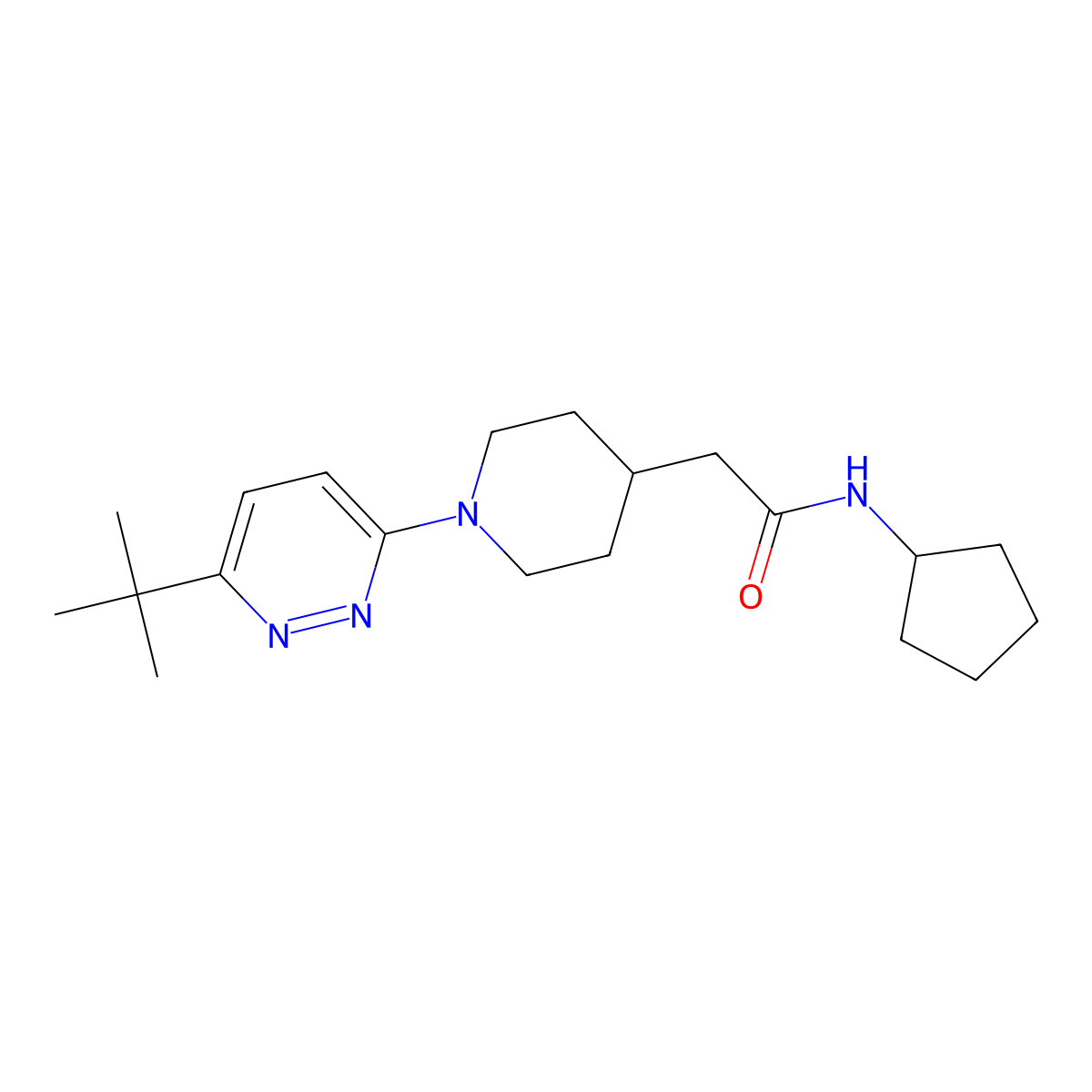 2-[1-(6-tert-butylpyridazin-3-yl)piperidin-4-yl]-N-cyclopentylacetamide molecular structure, CAS 3054412-03-9