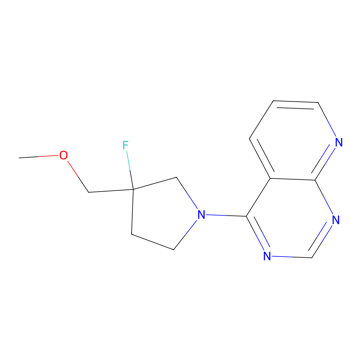 3-Fluoro-3-(methoxymethyl)-1-{pyrido[2,3-d]pyrimidin-4-yl}pyrrolidine molecular structure, CAS 3054412-19-7