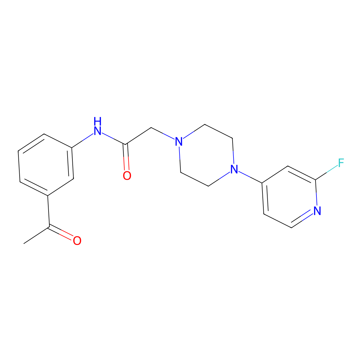 N-(3-acetylphenyl)-2-[4-(2-fluoropyridin-4-yl)piperazin-1-yl]acetamide molecular structure, CAS 3054412-20-0