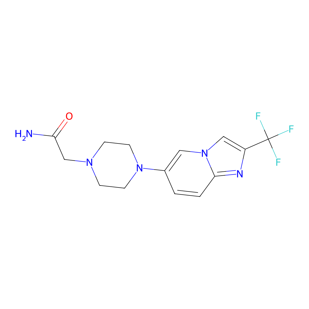 2-{4-[2-(Trifluoromethyl)imidazo[1,2-a]pyridin-6-yl]piperazin-1-yl}acetamide molecular structure, CAS 3054412-22-2
