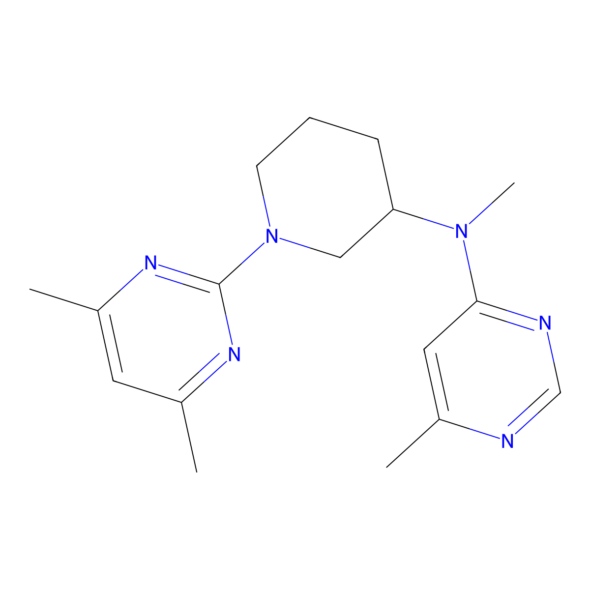 N-[1-(4,6-dimethylpyrimidin-2-yl)piperidin-3-yl]-N,6-dimethylpyrimidin-4-amine molecular structure, CAS 3054412-25-5