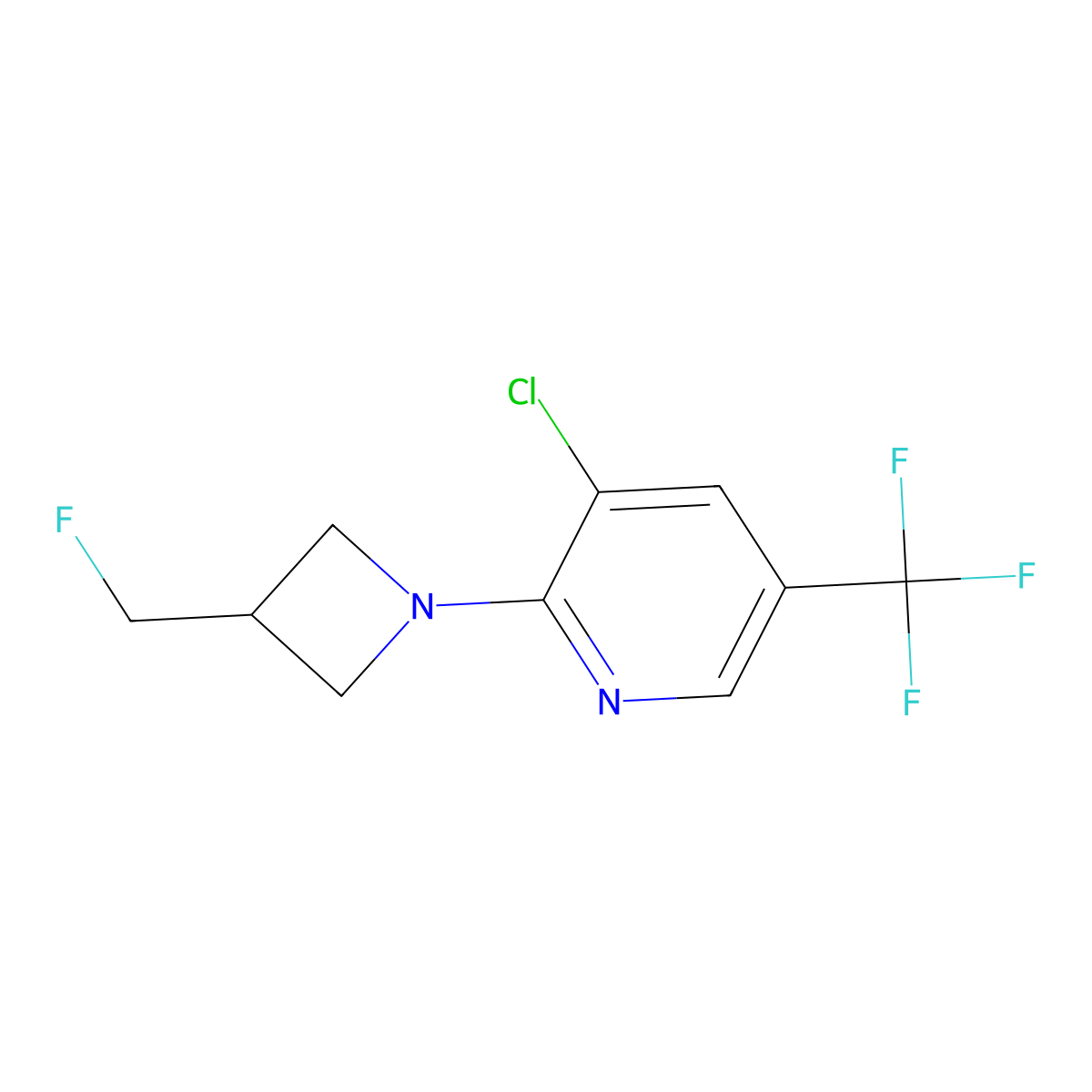 3-Chloro-2-[3-(fluoromethyl)azetidin-1-yl]-5-(trifluoromethyl)pyridine molecular structure, CAS 3054412-28-8