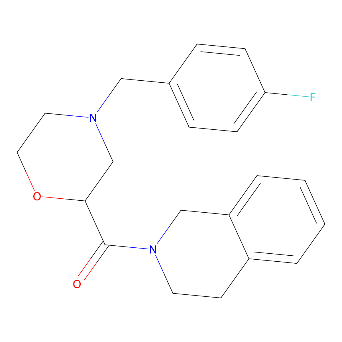 2-{4-[(4-Fluorophenyl)methyl]morpholine-2-carbonyl}-1,2,3,4-tetrahydroisoquinoline molecular structure, CAS 3054412-30-2