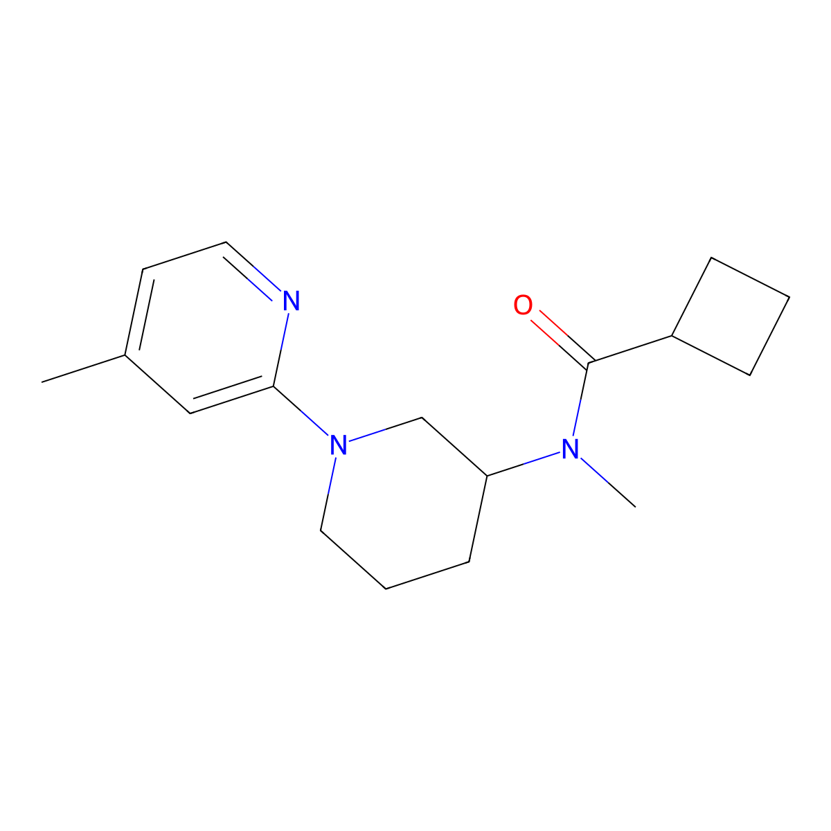 N-methyl-N-[1-(4-methylpyridin-2-yl)piperidin-3-yl]cyclobutanecarboxamide molecular structure, CAS 3054412-31-3