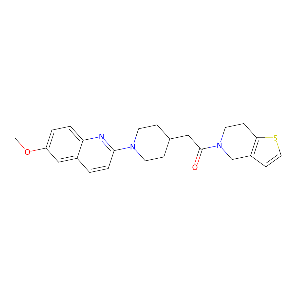 2-[1-(6-methoxyquinolin-2-yl)piperidin-4-yl]-1-{4H,5H,6H,7H-thieno[3,2-c]pyridin-5-yl}ethan-1-one molecular structure, CAS 3054412-32-4