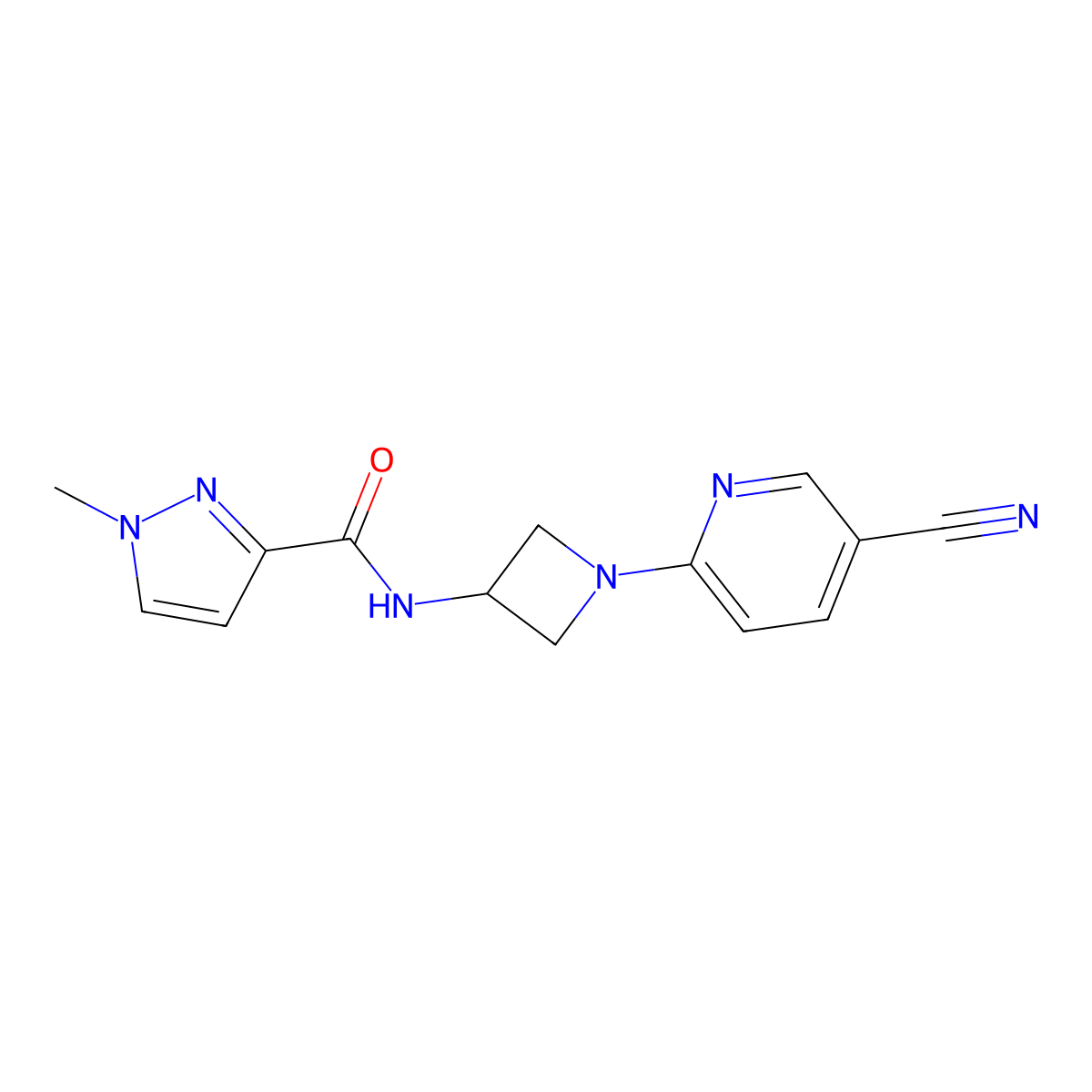 N-[1-(5-cyanopyridin-2-yl)azetidin-3-yl]-1-methyl-1H-pyrazole-3-carboxamide molecular structure, CAS 3054412-37-9