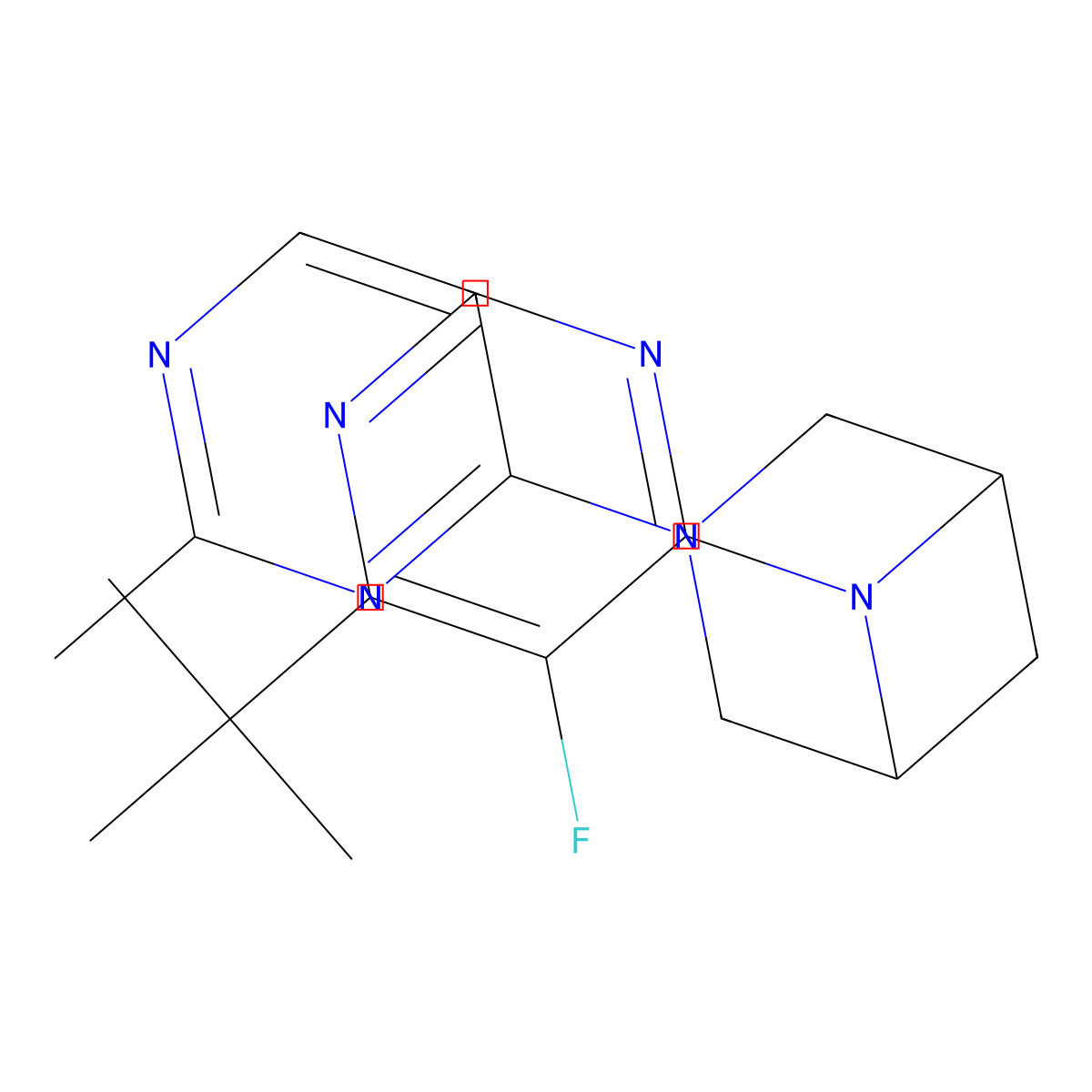 6-(6-Tert-butyl-5-fluoropyrimidin-4-yl)-3-(2-methylpyrimidin-4-yl)-3,6-diazabicyclo[3.1.1]heptane molecular structure, CAS 3054412-39-1