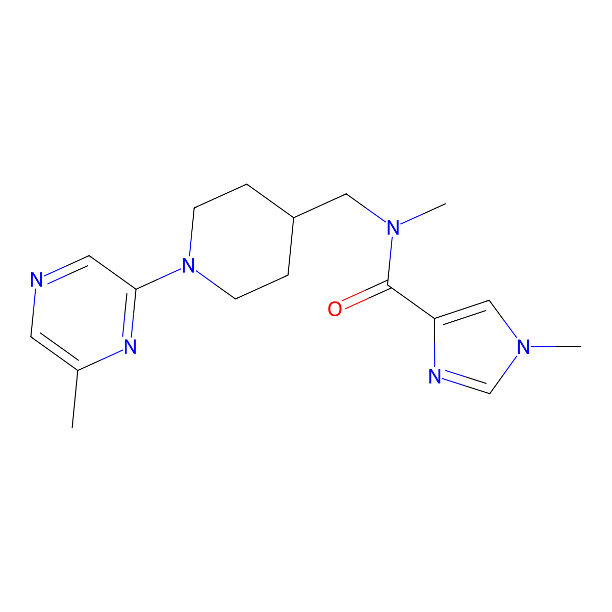 N,1-dimethyl-N-{[1-(6-methylpyrazin-2-yl)piperidin-4-yl]methyl}-1H-imidazole-4-carboxamide molecular structure, CAS 3054412-49-3