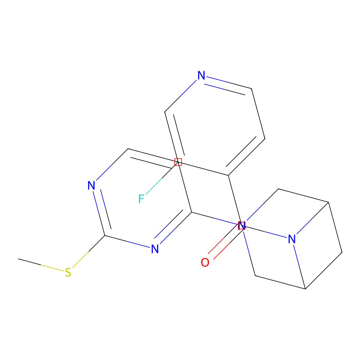 6-(3-Fluoropyridine-4-carbonyl)-3-[2-(methylsulfanyl)pyrimidin-4-yl]-3,6-diazabicyclo[3.1.1]heptane molecular structure, CAS 3054412-54-0