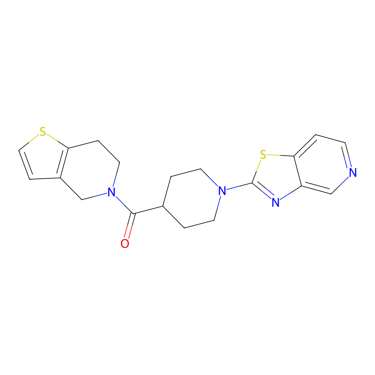 1-{[1,3]thiazolo[4,5-c]pyridin-2-yl}-4-{4H,5H,6H,7H-thieno[3,2-c]pyridine-5-carbonyl}piperidine molecular structure, CAS 3054412-56-2