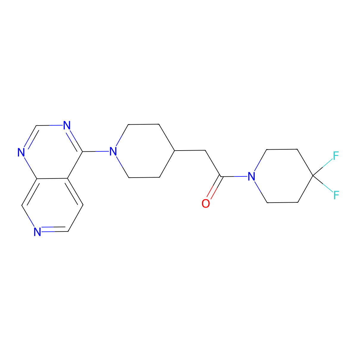 1-(4,4-Difluoropiperidin-1-yl)-2-(1-{pyrido[3,4-d]pyrimidin-4-yl}piperidin-4-yl)ethan-1-one molecular structure, CAS 3054412-62-0