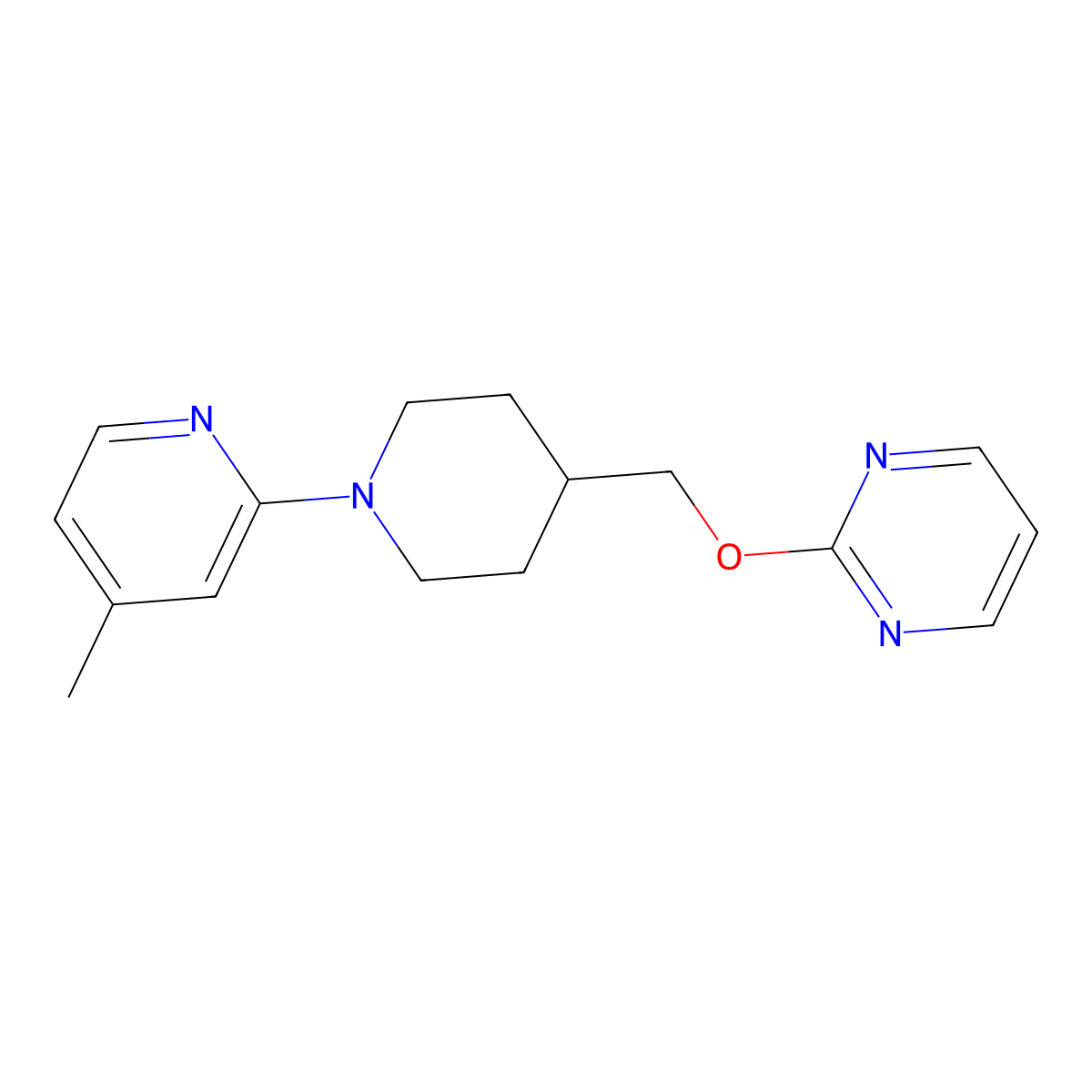 2-{[1-(4-Methylpyridin-2-yl)piperidin-4-yl]methoxy}pyrimidine molecular structure, CAS 3054412-68-6
