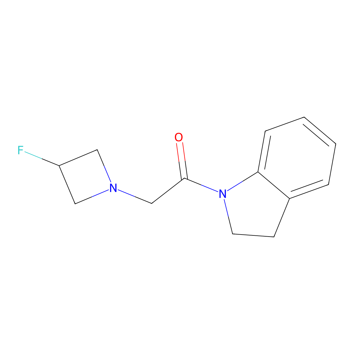 1-(2,3-dihydro-1H-indol-1-yl)-2-(3-fluoroazetidin-1-yl)ethan-1-one molecular structure, CAS 3054412-73-3