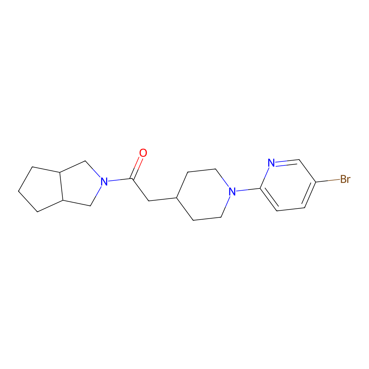 2-[1-(5-Bromopyridin-2-yl)piperidin-4-yl]-1-{octahydrocyclopenta[c]pyrrol-2-yl}ethan-1-one molecular structure, CAS 3054412-80-2