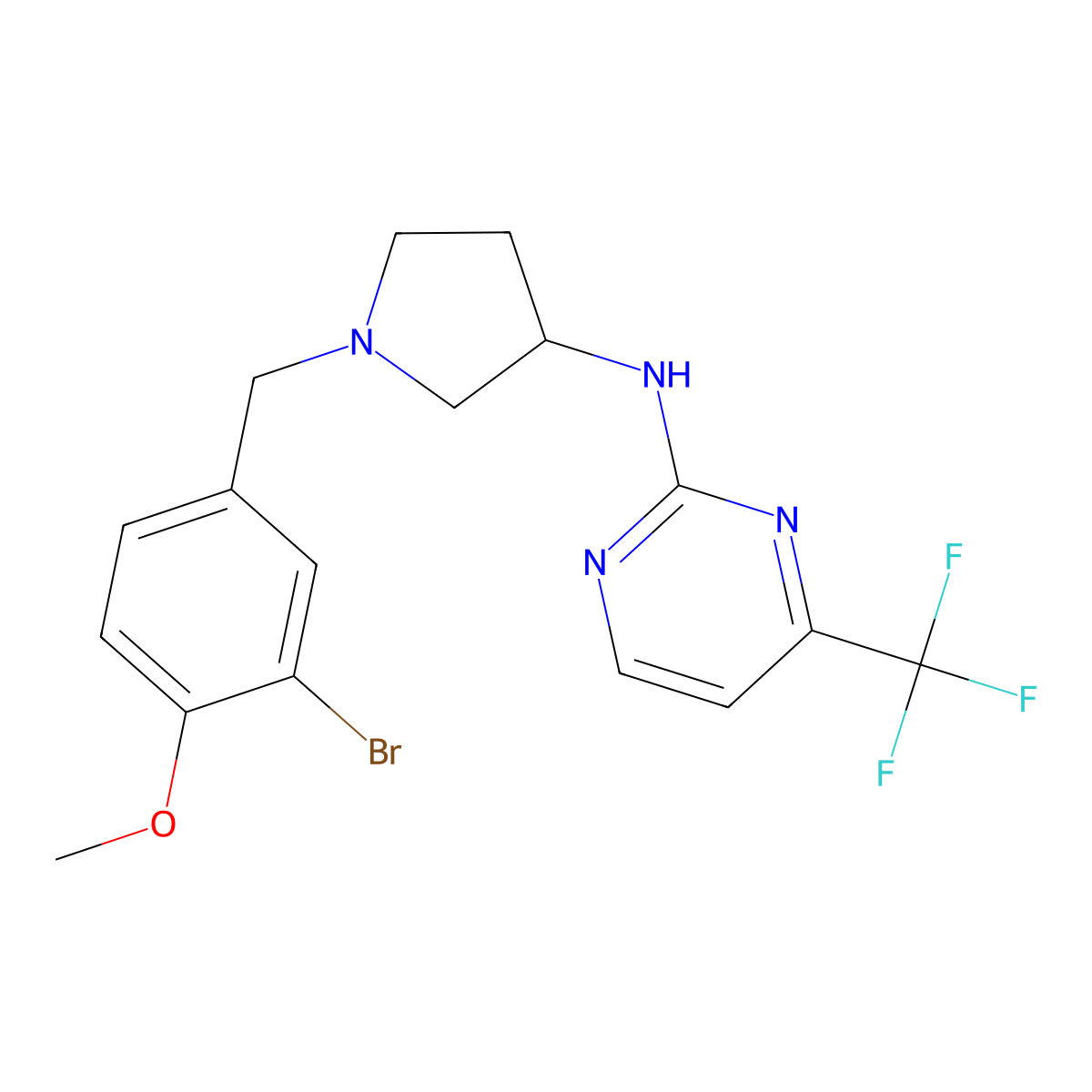 N-{1-[(3-bromo-4-methoxyphenyl)methyl]pyrrolidin-3-yl}-4-(trifluoromethyl)pyrimidin-2-amine molecular structure, CAS 3054412-81-3