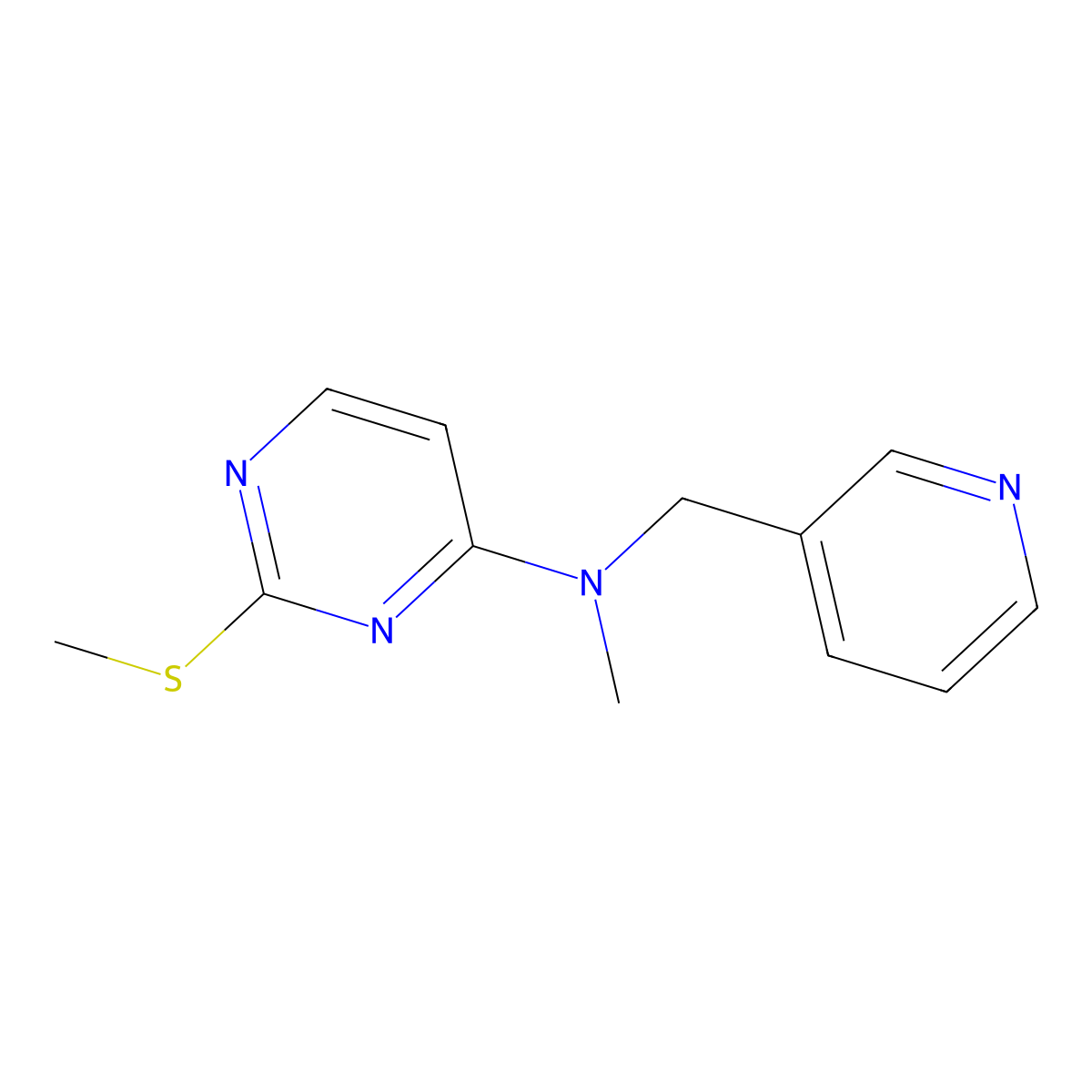 N-methyl-2-(methylsulfanyl)-N-[(pyridin-3-yl)methyl]pyrimidin-4-amine molecular structure, CAS 3054412-83-5