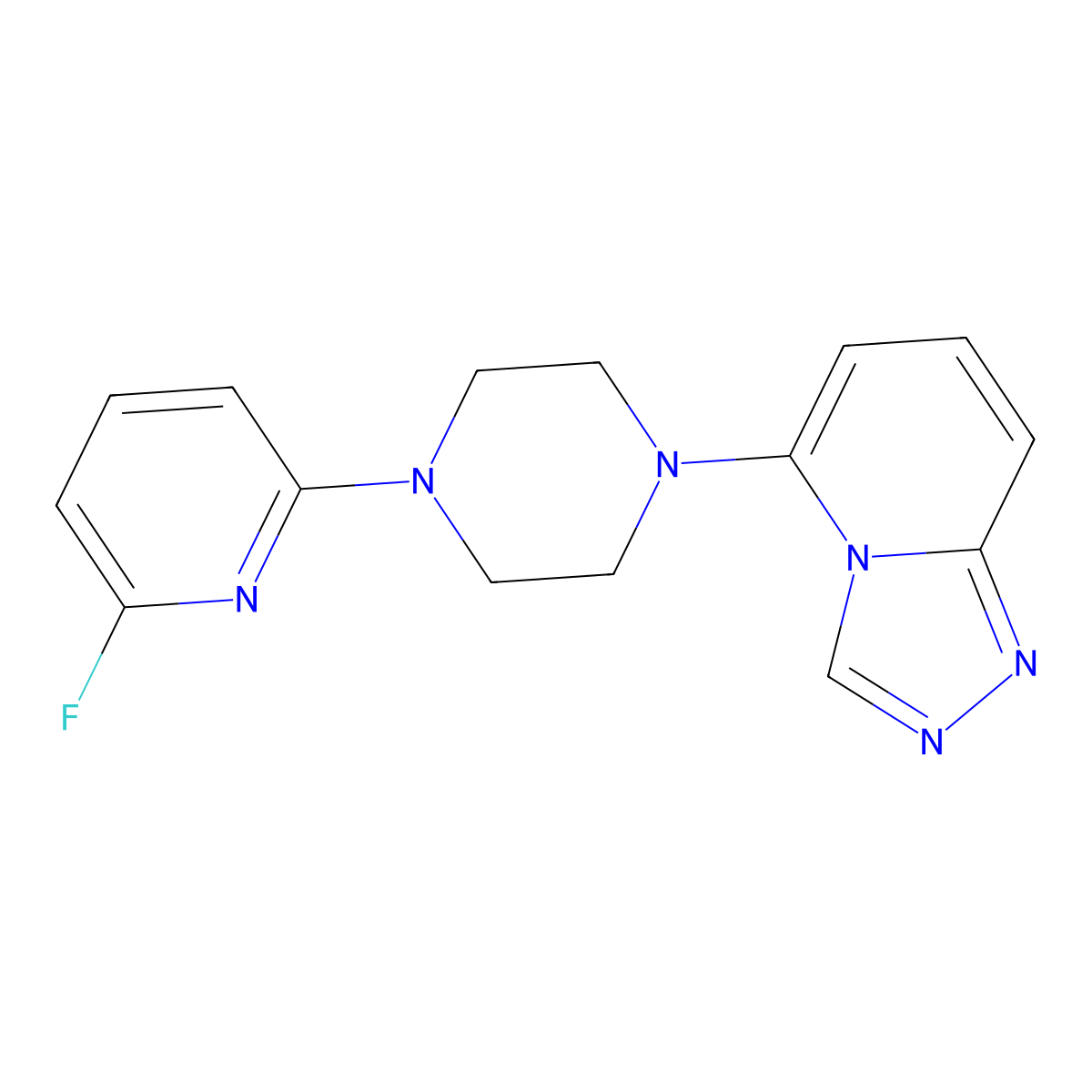 5-[4-(6-Fluoropyridin-2-yl)piperazin-1-yl]-[1,2,4]triazolo[4,3-a]pyridine molecular structure, CAS 3054412-86-8