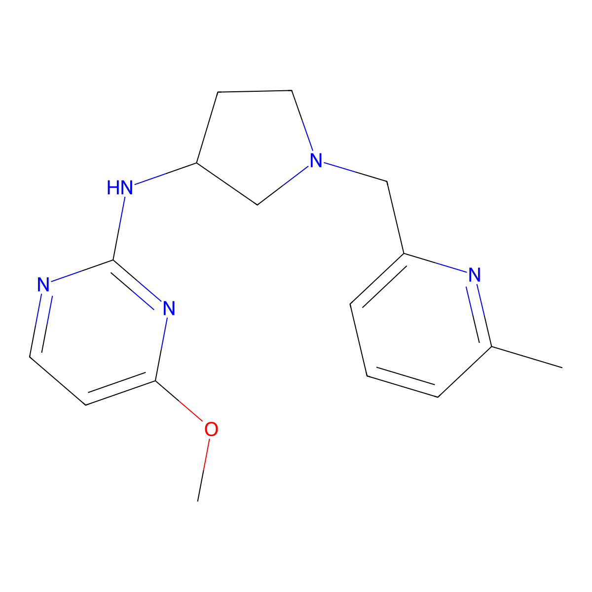 4-methoxy-N-{1-[(6-methylpyridin-2-yl)methyl]pyrrolidin-3-yl}pyrimidin-2-amine molecular structure, CAS 3054412-87-9